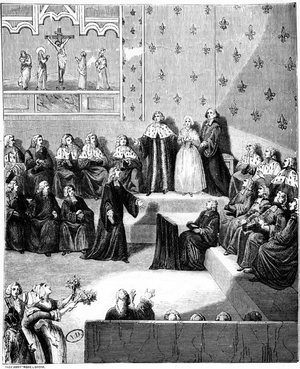 A court hearing. 18th century.