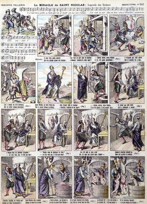 Illustration for the song “The Miracle of Saint Nicholas: Legend of Children”, (Epinal print)