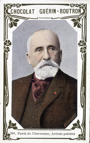 Portrait of Pierre Puvis de Chavannes, French painter (1824-1898). Vignette des chocolates Guérin - Boutron