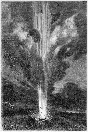 Shells launched at the moon - in “Journey from Earth to Moon”” by Jules Verne, 19th century