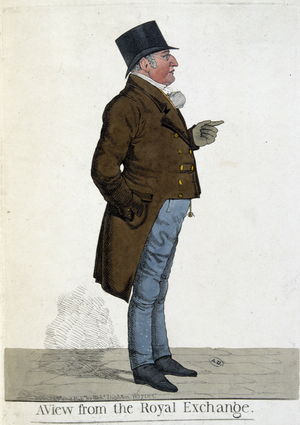 Business man of the London Stock Exchange - engraving, deb. 19th century
