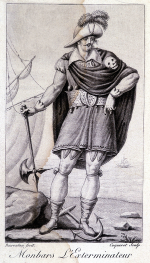 Monbars, the Exterminator or the last leader of the flibustier by J-B Piquenard - Paris, at A.Galland. Volume I, 1809 - Portrait of Monbars.