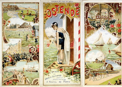 Advertising of the railway of the North: Ostend, 5 hours of Paris, sd. late 19th century