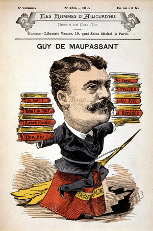 Portrait of Guy de Maupassant - by Gill, in “” Les Hommes d'aujourd'hui””, 19th century