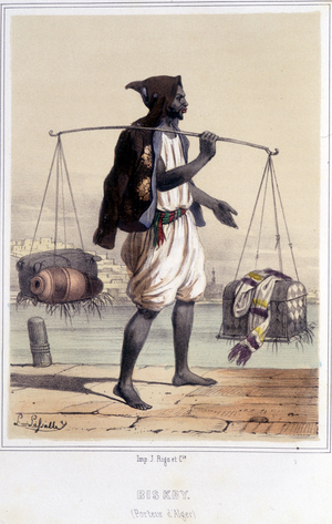 Water carrier in Algiers during the second half of the 19th century.