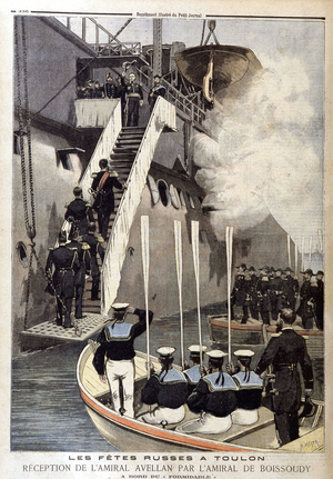 Russian festivities in Toulon: Admiral Avellan's reception by Admiral de Boissoudy aboard the Formidable, in “The Petity Journal” of October 21, 1893
