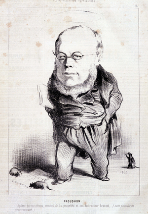 Proudhon, “” apostle of socialism, enemy of property and its patented destructor”” - by Daumier, in “” Charivari”” of 06/01/1849