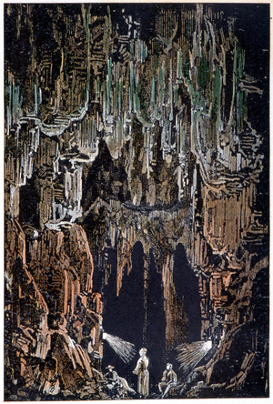 The lamps were hung on a lava protrusion in “” Journey to the Centre of the Earth”” by Jules Verne, 19th century