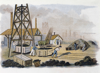 Coal mine: transport of coal to shore, France, 19th century
