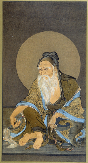 Portrait of Vimalakirrti or old man with white beard.