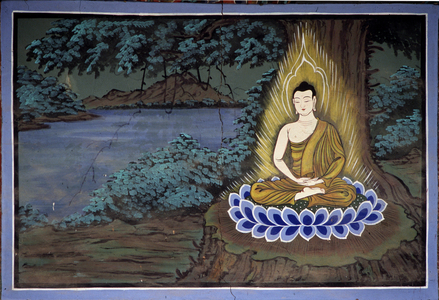 Buddha Meditation: Fresco at Yongju Temple, Suwon Region, Korea