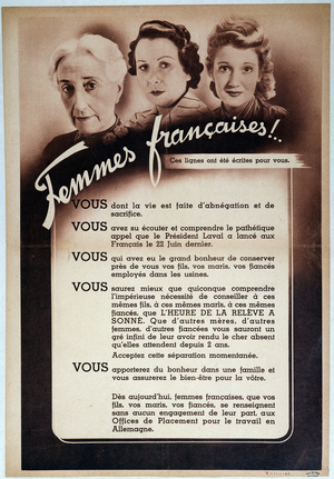 Poster boasting the S.T.O. (Compulsory Labour Service in Germany), addressed to women 1939-45