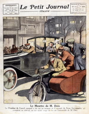 The murder of the president of the Spanish council, Mr Dato, in the small illustrated newspaper on 20 March 1921.