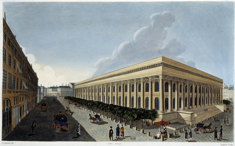 View of the new Bourse and the Tribunal de Commerce - in “” Vues de Paris”” by Courvoisier, 1827