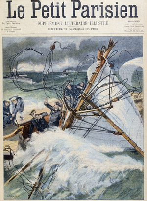 King of England victim of a navigation accident on the “” Shamrock II”” - in “” The Little Parisien””, Arts Deco.