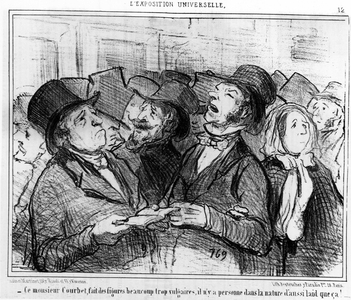 This gentleman Courbet, makes far too vulgar figures, there is no one in nature as ugly as that!... , taken from “” Paintings and Salons”, cartoon series by Honore Daumier (1808-1879). “Charivari”, 1855.