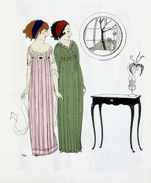 Creation of Paul Poiret drawn from “” Les Dresses de Paul Poiret””, drawing by Paul Iribe. 1908