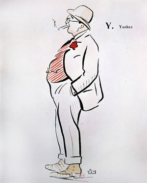 Cartoon of American in “” Alphabet de Sem”” (1863 - 1934), Y as Yankee, n.d., 20th century.