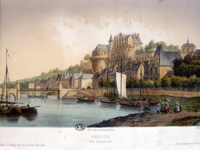 View of Amboise - lithography, 19th century
