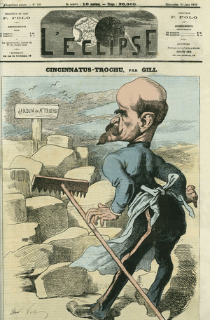 Louis-Jules Trochu (1815-1896), French general and politician. Cover in “” L'Eclipse”” by Gill, June 23, 1872, Paris.