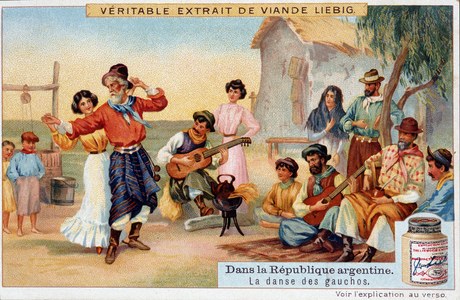 In the Argentine Republic: the dance of the gauchos - Liebig Chromolithography, v.1900