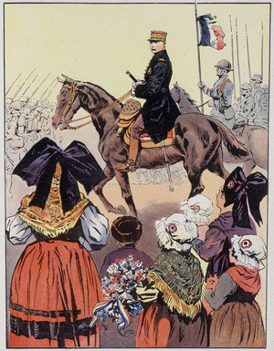The Marechal Philippe Petain (1858-1951), triumphed in Metz at the head of the French army after the armistice in 1918. In “Our national glories”, circa 1920.