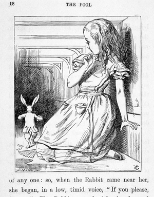 Alice et le rabbit - in “Alice's adventures in Wonderland and through the looking glass”” by Lewis Carroll, ill. John Tenniel (1820-1914), 1924
