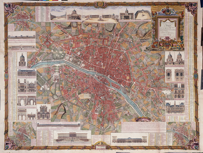 Plan de Paris - in “” Historic plan of the city and suburbs of Paris - its increase from Philippe Auguste to the regne of Louis XVI”” - Dedie and presents to the King.