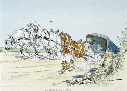 Le coche et la mouche - in les “” Fables de La Fontaine, ill. by Auguste Vimar (1851-1916), Tours, at A, Mame & Fils, 1887