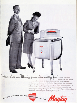 Advertising for the washing machine Maytag, 1944.
