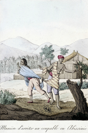 How to arrest a culprit in Abyssinia (Abissinia) - engraving, 1811