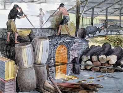 Sugar cane factory: the tank, Cochinchine. Giadinh Art School, 1938. National Library of Hanoi.