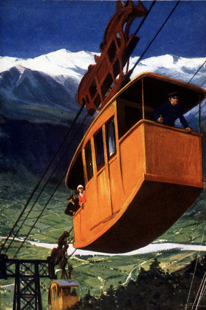The Pic du Midi cable car- in "The wonders of science and industry" by Eugène H. Weiss, 1926