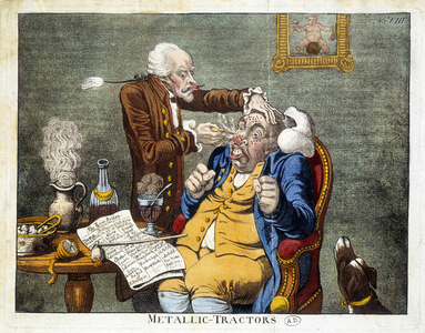 Man getting the buttons removed from the face, (engraving 1801)