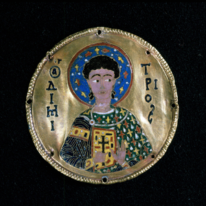 Bust of St. Demetrius, enamel, Byzantium, 11th century