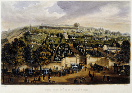 General view of the Pere Lachaise cemetery - lithography, 19th century