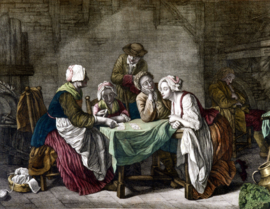 Woman pulling cards, sd. 18th century