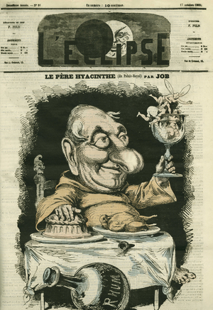 Louis Hyacinthe Duflost dit Hyacinthe (1814-1887), French actor. Cover in “” L'Eclipse”” by Job, October 17, 1869, Paris.