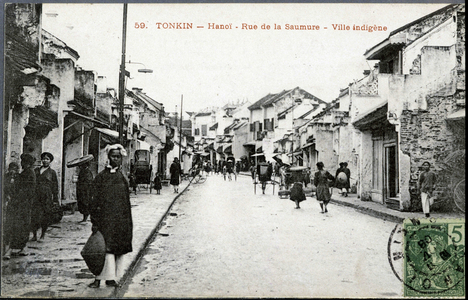 Tonkin, Hanoi, rue de la Saumure - postcard, c. 1900.