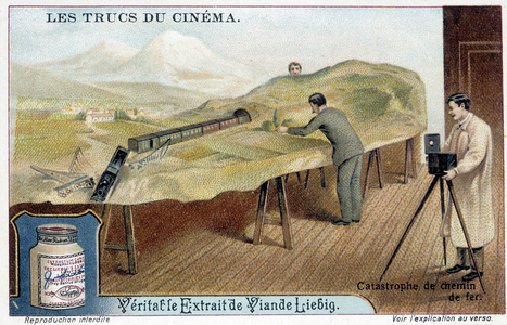 The tricks of cinema: the railway disaster - Liébig advertising sticker