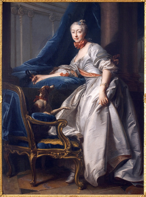 Portrait of Marie Anne de Montboisier Beaufort Canillac, Marquise de Caumont. Painting by Jean Valade (1709-1787), Oil On Canvas, 1756. Art francais 18th century. Musee des Beaux Arts de Avignon.