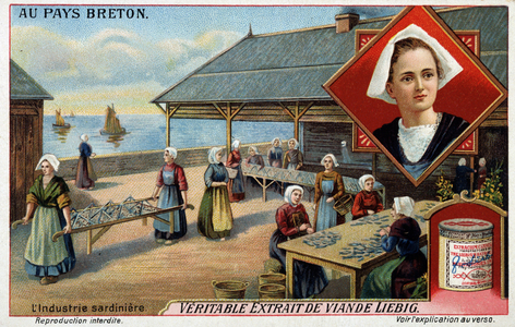 Sardiniere industry in Breton - chromo. Liebig, deb. XXth century