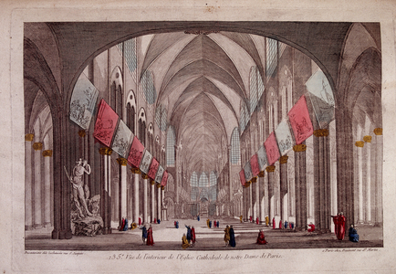 View of the interior of Notre-Dame de Paris - optical view, 18th century