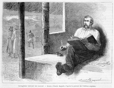 Livingstone writing his diary - in “” Tour du Monde”, 1st sem. 1873