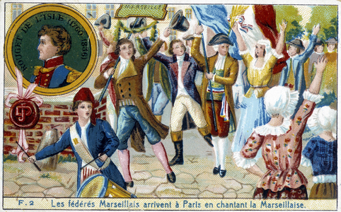 Marseille Federates arrive in Paris singing Marseillaise - chromo., late 19th century