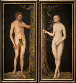 Adam and Eve, c.1510-20 (oil on wood)