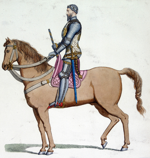 Portrait on the horse of Bernabo Visconti (1319-1385), Lord of Milan.