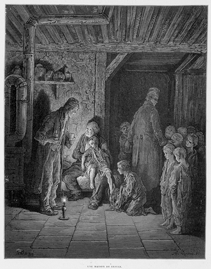 Une maison de refuge - in ""Londres"" par Gustave Dore, 1876 