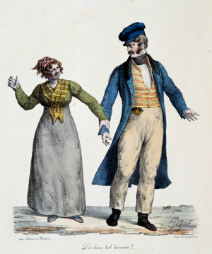 Prostitution: “” Dis donc bel homme”” - Popular scenes by Edme Jean Pigal (1798-1872), lithogaphie 1824 - Musee Dobree, Nantes