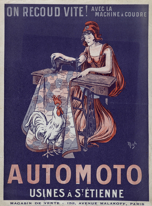 Advertising for the sewing machine "Automoto", manufactured in St Etienne